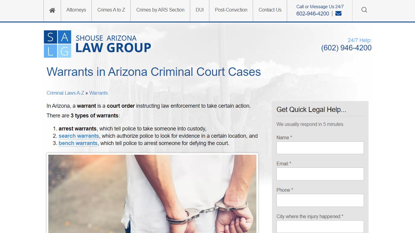 Warrants in Arizona Criminal Court Cases - Shouse Law Group